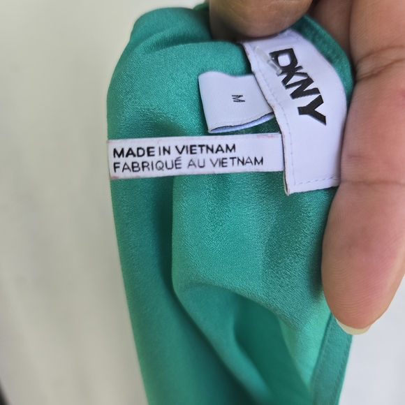 DKNY Teal V-Neck Short Sleeve Top - Picture 5 of 7